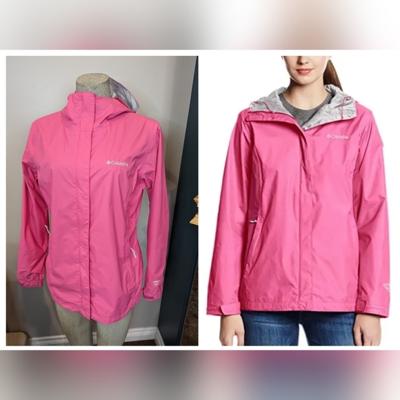 Columbia Waterproof Hooded Jacket pink women's size M - Picture 1 of 17
